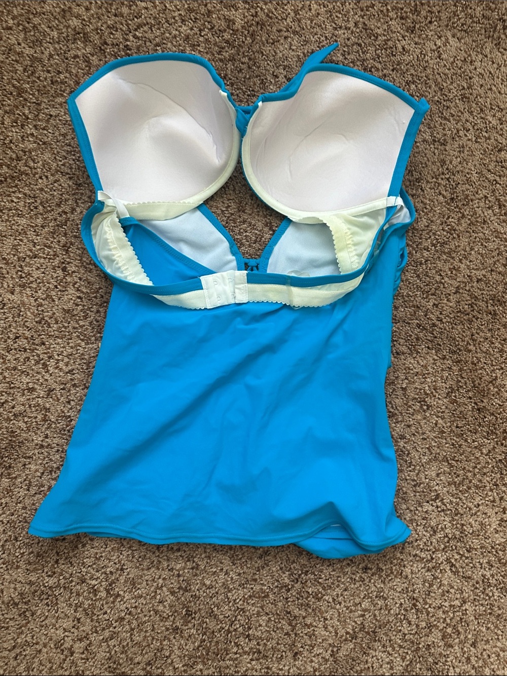 Bright Blue Ruched swim suit - Picture 2 of 6